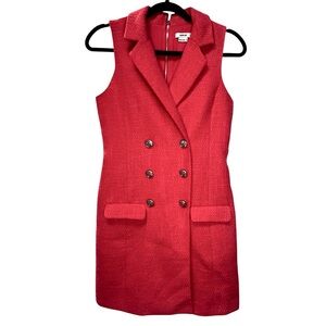 Jason Wu Tweed Blazer Dress Coral Boucle Sleeveless